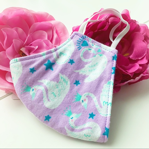 3/$25 Triple Layer Handmade Face Mask Swan Print - Picture 3 of 6